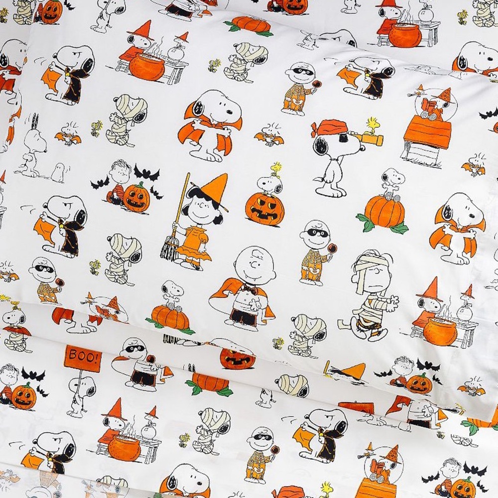 New Pottery Barn Peanuts Snoopy and Friends Halloween organic Pillowcase, #2 - Picture 10 of 10